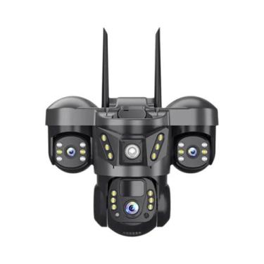 Imagem de Câmera IP Solar Externa 15MP 3 Lentes 4G Cartão SIM Visão Noturna PIR 