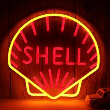 Imagem de WonderfulLife Placa De Neon Com Logotipo Da Shell Oil Para Decoração De Garagem, Placas De Led Para Decoração De Parede De Caverna De Bar, Iluminação De Exposição De Loja De Lubrificantes Ou Posto De