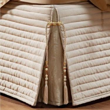 Imagem de Saia Para Cama Box King Paris Matelada Bege - A DECORATIVA