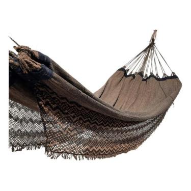 Imagem de Rede De Descanso Algodão Dormir Balanço Casal Jeans Reforçada Grande 3.4m x 1.5m Até 150Kg - Ideal Para Camping, Hotel, Praia, Acampamento, Jardim, Varando, Sítio, Chárcara, Apartamento, Viagem