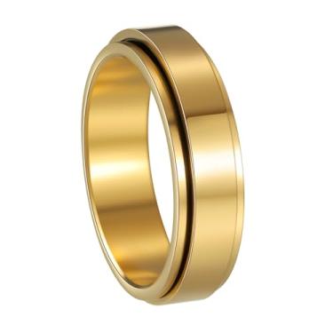 Imagem de Udolfly Anéis fidget masculinos, anéis giratórios de ansiedade, anéis de corrente clássica para mulheres e adultos, anel de aço de titânio, 12, Metal, Sem pedra preciosa
