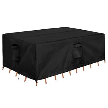 Imagem de OutdoorLines Conjunto de móveis de mesa de pátio à prova d'água para ambientes externos - Capa retangular para sofá cobertura em área externa à prova de intempéries, cobertura de móveis para deque, gramado e quintal 30 cm C x 21 cm L x 71 cm A, preta