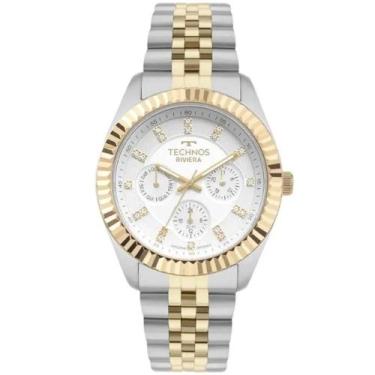 Imagem de Relogio Technos feminino prata e dourado bicolor misto Riviera multifu