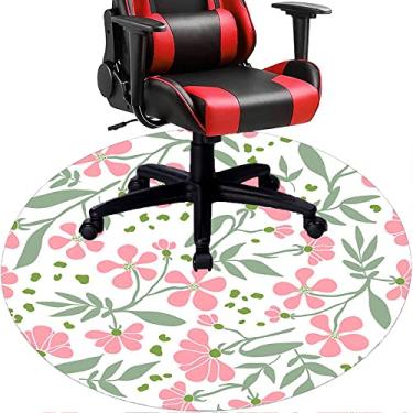 Imagem de Tapete de cadeira de escritório com flores, textura de flor, tapete de cadeira de mesa para piso de madeira de escritório doméstico, protetor de piso de pilha baixa multiuso, redondo, 99 cm