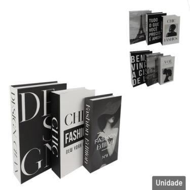 Imagem de Caixa Decorativa Livro 3 Peças Estampass - Tudo em Caixa - Genérico