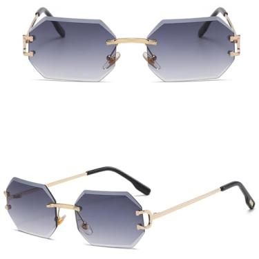 Imagem de VFDHN Óculos de sol octogonais sem aro de metal, masculino, moderno, feminino, retangular, sem moldura (6)