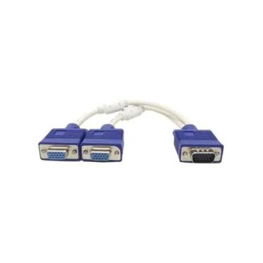 Imagem de Cabo Em Y Splitter Multiplicador Vga 1 Macho X 2 Femeas Vga - Genérica