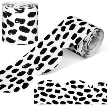 Imagem de Bulletin Board Borders Zonon, 65 pés, preto e branco, bolinhas
