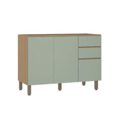 Imagem de Balcão Modulado 120cm (sem Tampo) de Pia 2 Portas 3 Gavetas Slim Lucia