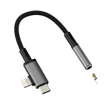 Imagem de Adaptador USB C Lightning para fone de ouvido de áudio de 3,5 mm (2 em 1) para iPhone 16 15 14 Pro AUX divisor de cabo para conector de fone de ouvido certificado Apple MFI para iPad compatível com