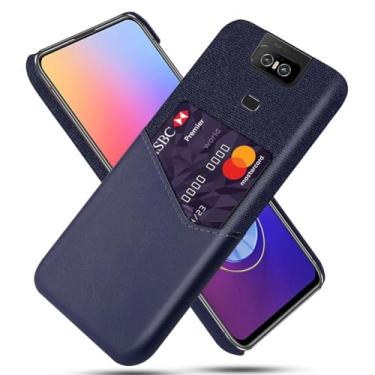 Imagem de Capa para Asus Zenfone ZS630KL,Tela e tampa de couro PU,Antideslizante,360°cobertura completa à prova de choque com 1 slot de cartão atrás,Prevenção de queda-Blue
