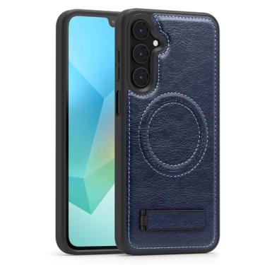 Imagem de Lunivop Capa de couro para Samsung Galaxy A16 5G 2025 [compatível com carregamento sem fio Magsafe] Capa magnética Funda para A16 de 6,7 polegadas robusta melhor capa de telefone azul