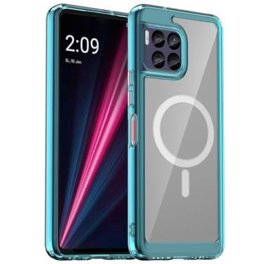 Imagem de Osophter Capa para Revvl 7 Pro 5G: com suporte para carregamento sem fio, capa transparente para celular 【Proteção de nível militar】【Antiamarelamento】 para capa magnética T-Mobile Revvl 7 Pro 5G (azul