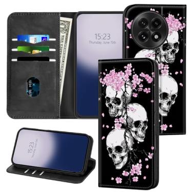 Imagem de SichKards Capa carteira para OnePlus 13 5G - bloqueio RFID, interior de TPU à prova de choque, capa flip de couro PU com fecho magnético, compartimentos para cartões, capa protetora durável, flores de