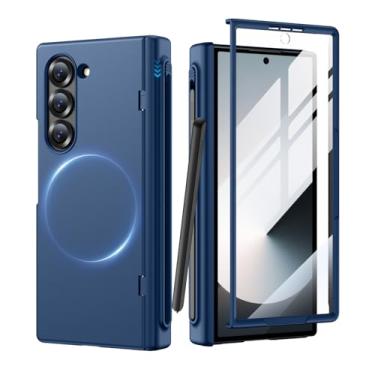 Imagem de MAKAVO Capa para Samsung Galaxy Z Fold 6 com suporte para caneta S, protetor de tela frontal, proteção de dobradiça, compatível com MagSafe, capa magnética para celular Fold6 Slim com proteção de