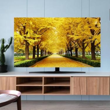 Imagem de HSTANGKY Capa de TV Capa contra poeira interna elástica LCD/LED capas de TV com impressão minimalista moderna capa de TV montada na parede capa protetora de exibição - amarelo2||65 polegadas