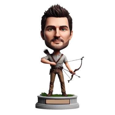 Imagem de Arqueiro masculino que balança a cabeça, ótima opção de presente para amigos entusiastas de tiro com arco em ocasiões especiais, adequado para exibir espírito de caça, presente ideal para mostrar o