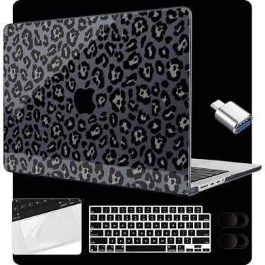 Imagem de MEEgoodo Capa rígida para laptop M4 MacBook Pro de 14 polegadas 2024, 2023, 2021, compatível com o modelo A3112/A3401/A3185/A2918/A2992/A2779/A2442 para M3 M2 M1 Pro/Max, textura de leopardo de neve