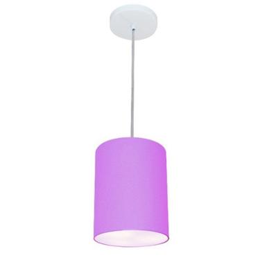 Imagem de Lustre Pendente Cilíndrico Vivare Md-4012 Cúpula em Tecido 18x25cm - Bivolt