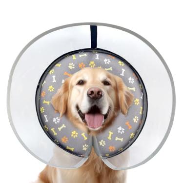 Imagem de Uaidie Coleira de cone para cães com cone inflável anti-lambe aprimorado após a cirurgia, tamanho ajustável com enchimento macio para cães pequenos, médios e grandes - P