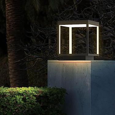 Imagem de Moderno Outdoor À Prova D'Água Pilar Luz Externa Plug-in Pátio Iluminação Coluna Lâmpada Caminho Jardim Poste À Prova De Chuva Lanterna Aço Inoxidável Preto Quadrado Streetlight, A
