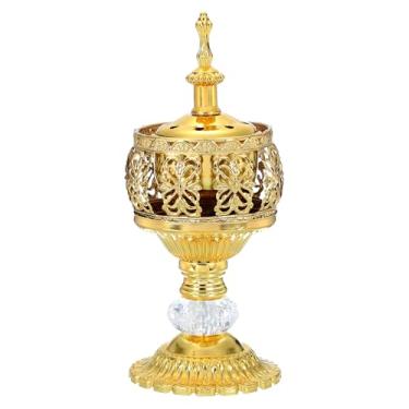 Imagem de PATIKIL Suporte de incenso de 18,5 x 7,7 cm, suporte de resina para queimador de incenso a carvão para aromaterapia de spa de ioga, decoração de casa e uso na igreja, dourado