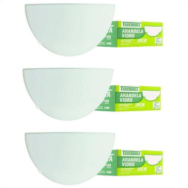 Imagem de Kit 3 Arandelas Jurerê Vidro Meia Lua E27 Taschibra