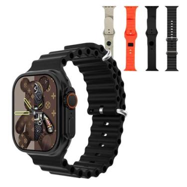 Imagem de Relógio Smartwatch 49mm Com 04 Pulseiras W9 Ultra - Eletromex, Preto