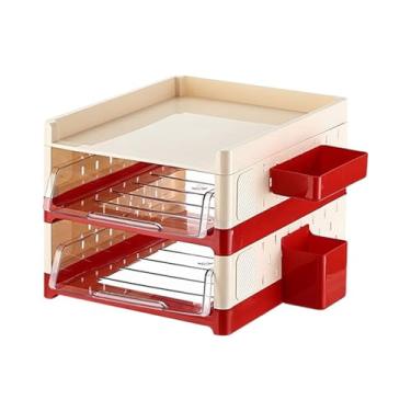 Imagem de Milageto Organizador de Mesa de Escritório, Porta-arquivos, Armazenamento de Papelaria, Suporte de Prateleira para Documentos Multifuncional, Bandeja de Papel, 3 Camadas, Tamanho real