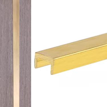 Imagem de Tira De Transição De Fichário De Costura De Latão De 1m, 5/6,5/8/10 Mm Faixa De Limiar Em Forma De U Ultra-estreita Para Piso, Conector De Lacuna De Parede De Porta, W 10mm(0.4") X H 6mm(0.24")