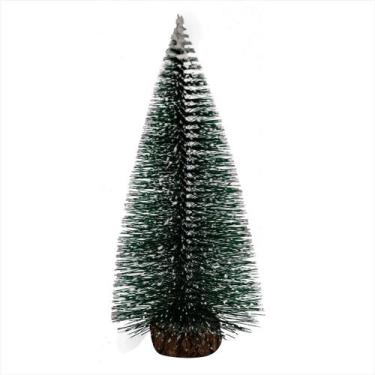 Imagem de Mini Pinheiro Nevado Com Base Enfeite Natalino Verde 25Cm - Magizi