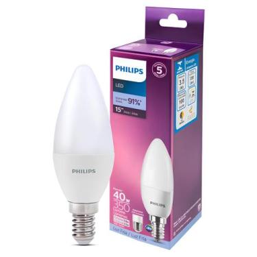Imagem de Kit 12 Lâmpada Led Vela 3,5W 2700K Bivolt E14 350Lm Philips, 127/220V,