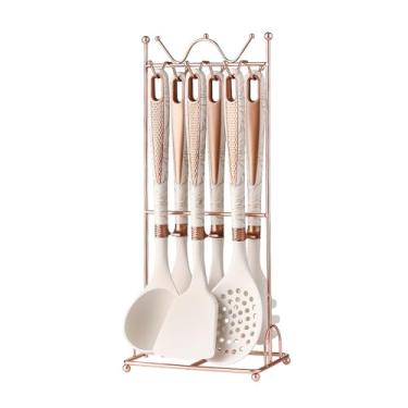 Imagem de FTNESGYM Conjunto de utensílios de cozinha, conjunto de 7 utensílios de cozinha de silicone com suporte, sem BPA e resistentes ao calor para cozinhar, conjunto de espátulas para utensílios de cozinha