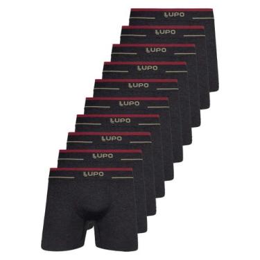 Imagem de Kit com 10 Cuecas Boxer Lupo 17800-001 Plus Size, Preto, XXXG