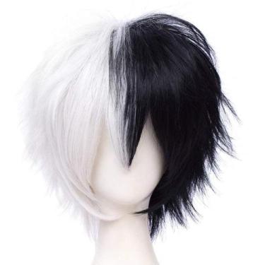 Imagem de Peruca Cosplay LABEAUTÉ Max Beauty, curta de anime unissex, preto/bran