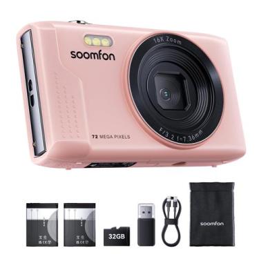 Imagem de Câmera digital SOOMFON Max 72MP Point and Shoot Kids rosa