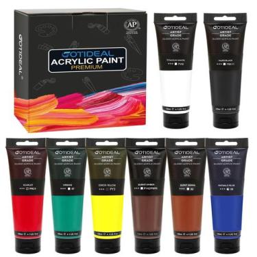 Imagem de Conjunto de tinta acrílica GOTIDEAL Craft 8 Primary Colors 120mL