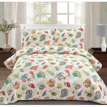 Imagem de Conjunto de edredões Jessy Home Beach Queen Size com estrela-do-mar e 