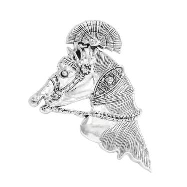Imagem de Broche de cavalo de cavalo vintage para mulheres e homens broches de armadura de pônei texturizado de metal broches de lapela retrô do zodíaco ano de nascimento acessórios de vestido de aniversário de