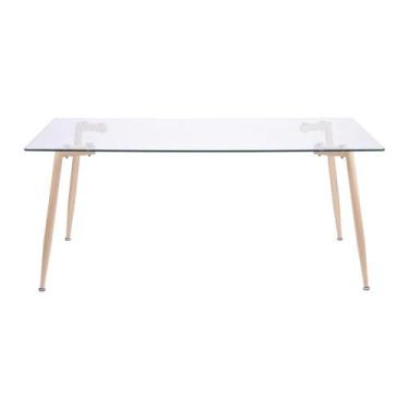 Imagem de Mesa de Jantar Retangular 120 cm Taurus Base Metal Cor Madeira Tampo V