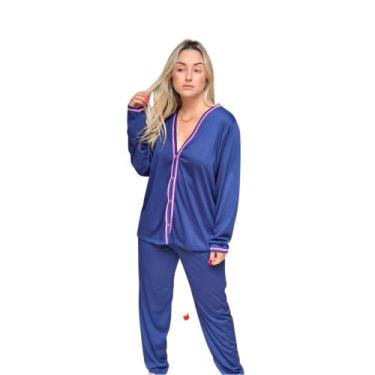 Imagem de Conjunto Pijama Adulto Feminino Aberto Longo Inverno Manga Longa - Nan