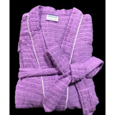 Imagem de Roupão de Banho Briza Atoalhado Adulto c/ Viés 100% Algodão Manga Curt