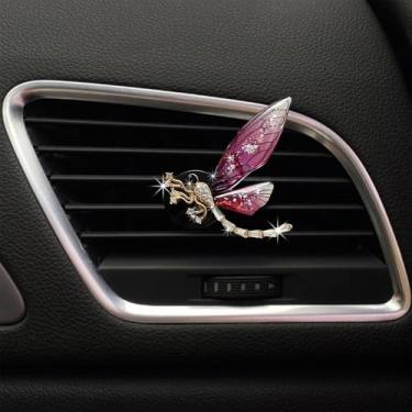 Imagem de Clipes de ventilação Bling Dragonfly, lindos clipes de ventilação de purificadores de ar de carro, clipe de ventilação difusor automático de diamante de strass para mulheres e meninas, acessórios de