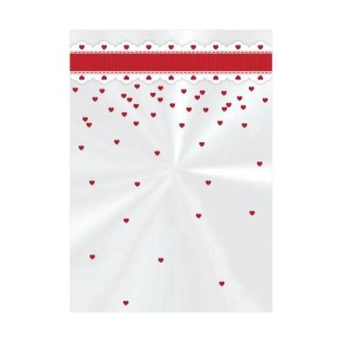 Imagem de Saco Transparente Cute Heart Vermelho e Branco 11x19,5 cm com 50 unida