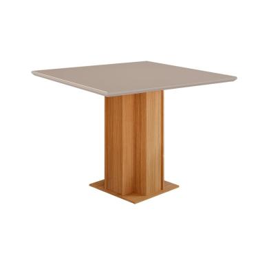 Imagem de Mesa de Sala Jantar Sophia c/ Tampo Madeirado c/ Vidro 95X95cm Nature/Off White - Cimol