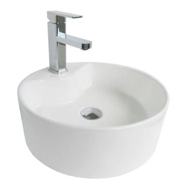 Imagem de Cuba para Banheiro Cerâmica Branca Redonda 40cm Reno RC 100