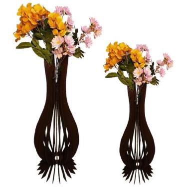 Imagem de Vaso de Chão Decorativo Grande ANA MARIA MDF - LENOBRE, Preto, Kit com