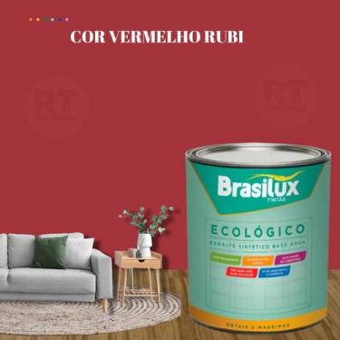 Imagem de Esmalte Sintético Brasilux Base Água Ecologico Cor Vermelho 800ML Bril