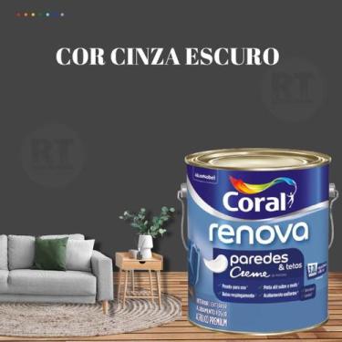Imagem de Tinta Para Parede Acrílica Coral Renova Cor Cinza 3,2l Lavável Premium