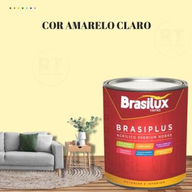Imagem de Tinta de Parede Semi Brilho Amarelo Brasiplus 800ml Acrilica Lavável. 